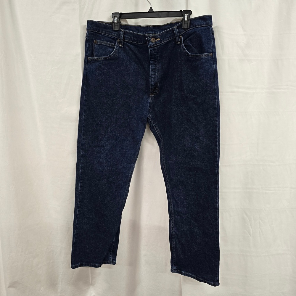 Wrangler Premium Quality Comfort Straight Leg Jeans Mens 38x29 Dark Indigo Blue
